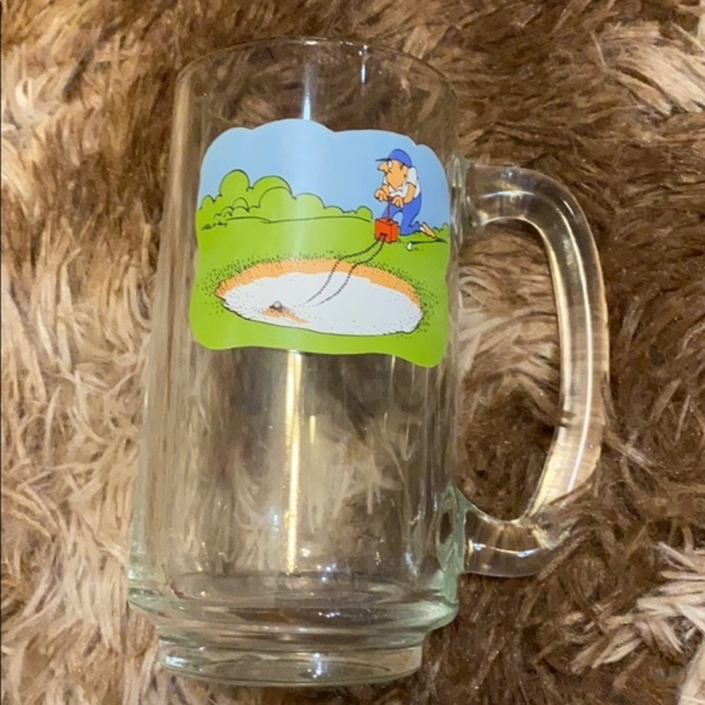 Vintage Golf Sand Trap Funny Golfer Heavy Glass Beer Coffee Mug